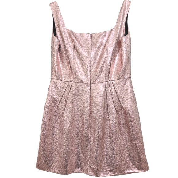 Emilia Wickstead Judi Crepe Rose Gold Metalic Sleeveless Cocktail Mini Dress - Picture 5 of 17